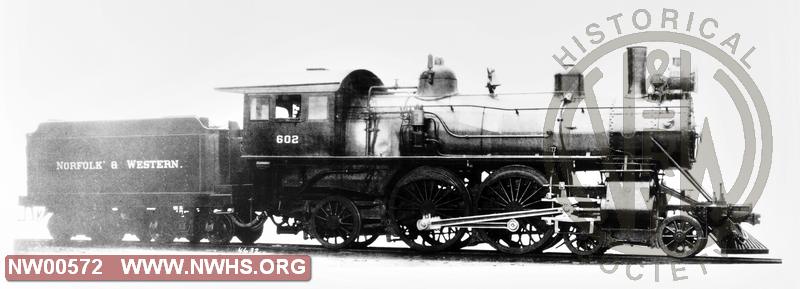 Class J #602, Right side view - B&W (Builder photo)