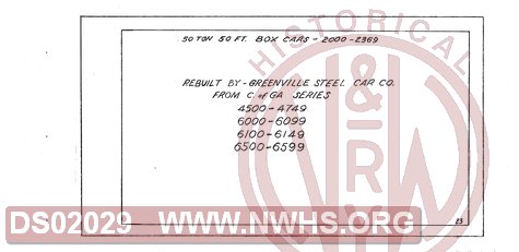 50 Ton 50 Foot Box Cars 2000-2369, Central of Georgia Railway Freight Equipment Diagram Book