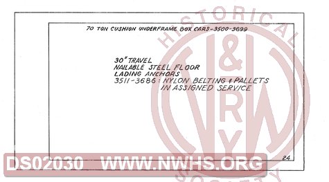 70 Ton Cushion Underframe Box Cars 3500-3699, Central of Georgia Railway Freight Equipment Diagram Book