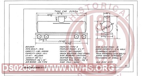 Tank Car 32026, Central of Georgia Railway Freight Equipment Diagram Book