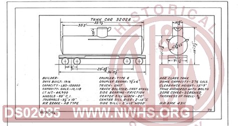 Tank Car 32028, Central of Georgia Railway Freight Equipment Diagram Book