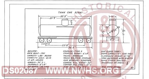 Tank Car 32041, Central of Georgia Railway Freight Equipment Diagram Book