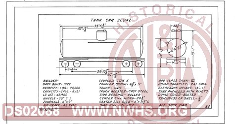 Tank Car 32042, Central of Georgia Railway Freight Equipment Diagram Book