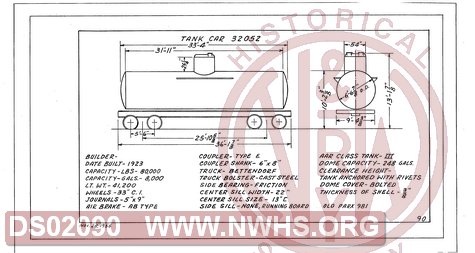 Tank Car 32052, Central of Georgia Railway Freight Equipment Diagram Book