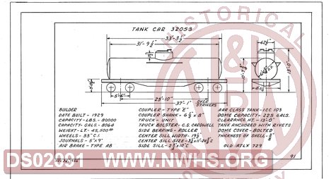 Tank Car 32053, Central of Georgia Railway Freight Equipment Diagram Book