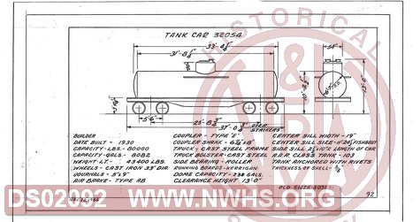 Tank Car 32054, Central of Georgia Railway Freight Equipment Diagram Book