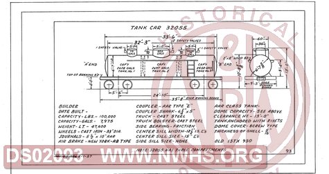 Tank Car 32055, Central of Georgia Railway Freight Equipment Diagram Book