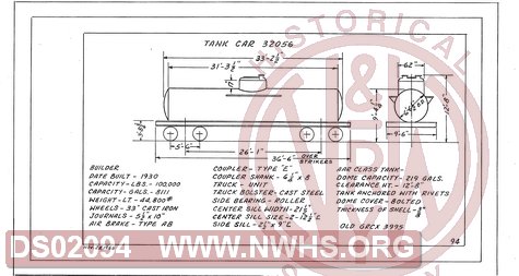 Tank Car 32056, Central of Georgia Railway Freight Equipment Diagram Book