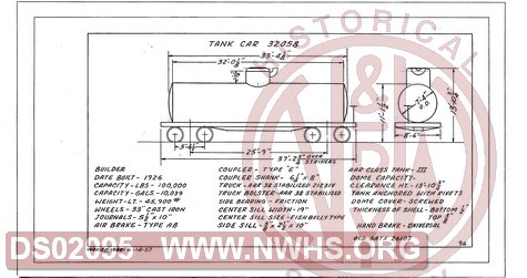 Tank Car 32058, Central of Georgia Railway Freight Equipment Diagram Book