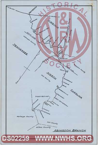 N&W Ry, Sketch Map of Abingdon Branch