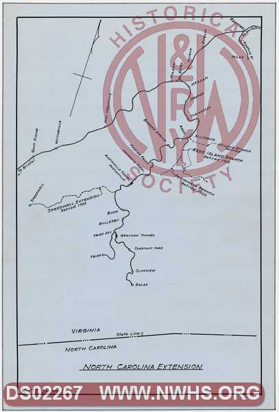 N&W Ry  Map of North Carolina Extension