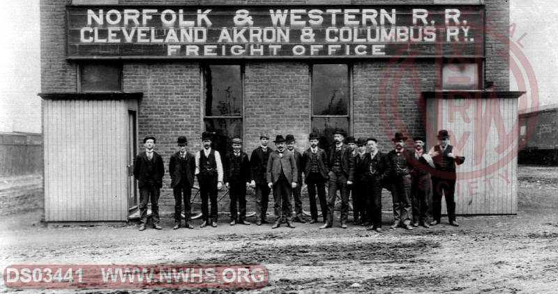 N&W Freight Office and Freight Warehouse at Columbus.  At time of photo it was Joint with the CA&C RR and later called the outbound freight station. Photo from early 1920's or before