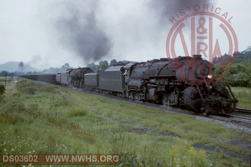 N&W Y6 2129 & A 1216 with e. coal train at Vinton, Va