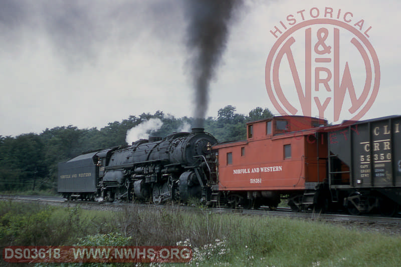 N&W Y6a 2-8-8-2 2157 pushes 1217's freight at Blue Ridge, Va