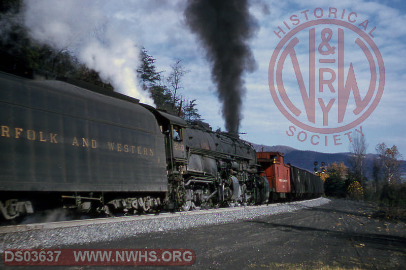 N&W Y6a 2160 pushes coal drag past at Blue Ridge, Va