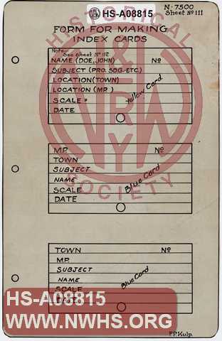 Form for Making Index Cards