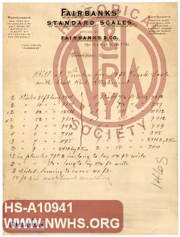 Bill of Timber for 42 ft Track Scale with Dead Rail Attachment