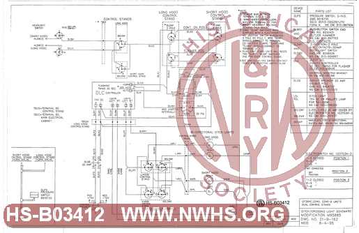 GP38AC, SD40, SD40-2 units dual control stands, Ditch/crossing light schematic modification MB5885