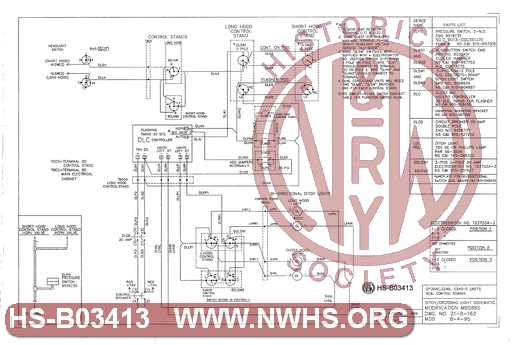 GP38AC, SD40, SD40-2 units dual control stands, Ditch/crossing light schematic modification MB5885