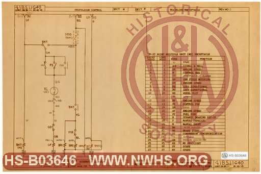 Schematic Diagram for U28B 1900-1929, Sheet 10 of 13, Propulsion Control, Trainline Receptacle