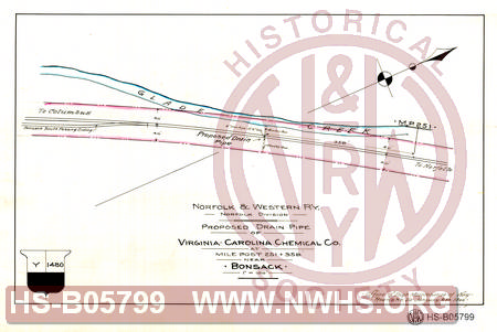 Proposed drain pipe of Virginia Chemical Co. near Bonsack, VA