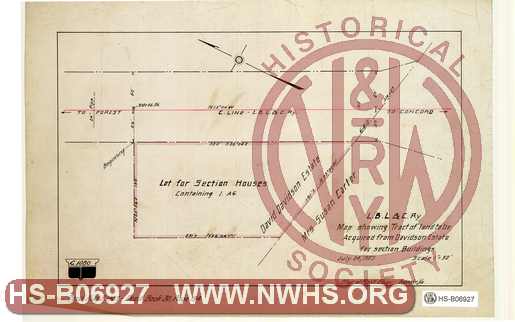 LBL&C Ry, Map Showing Tract of Land to Be Acquired from Davidson Estate for Section Buildings