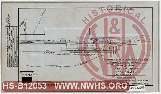 Proposed lease of land to town of Iaeger, WV showing location of station, bank etc.