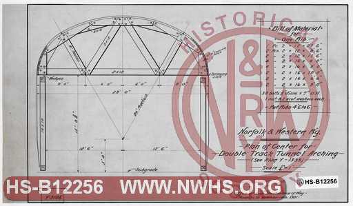 Plan fo Center for Double Track Tunnel Arching