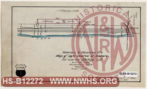 N&W R'y, Map of Land Desired at Vickers for use as Station Lot  MP 295+1886' Montgomery County Virginia