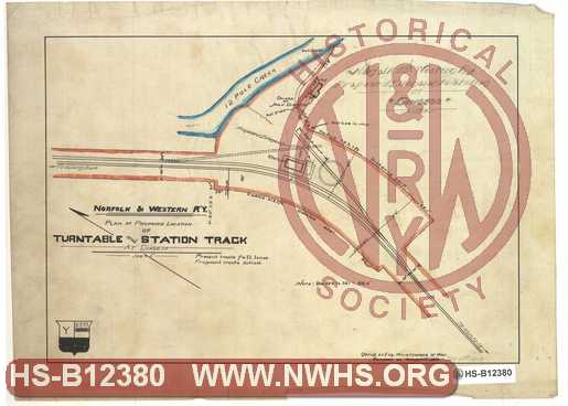 Proposed location of Turntable and Station Track at Dingess, WV