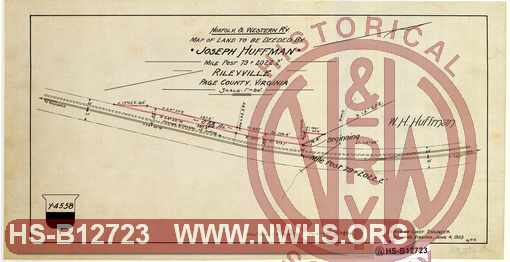 Map of Land to be Deeded by W. H. Huffman - M.P. H-79.4 - Shenandoah Div. - Rileyville, VA