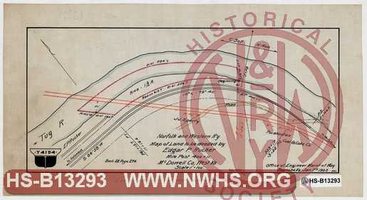 Map of land deeded by Edgar P. Rucker in McDowell County, WV MP 400+