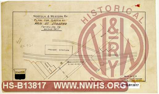 N&W Ry, Plan for gates at main st crossing Farmville Va