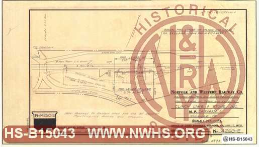 N&W Ry, Eastern Reg. Poca. Div. Clinch Valley Dist., Pro. Lease of track and land to Clinch Lime & Stone, Inc., MP N419+4392', Honaker Va.