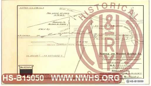 N&W Ry, Eastern Reg. - Poca. Div. - C.V. Dist., Pro. Lease of track and land to Musicks Inc., MP N419+4392', Honaker Va.