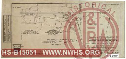 N&W Ry, Clinch Valley District, Proposed Siding and Lease of land for Russell Oil Comany, Inc., Formerly Russell Gas Company, MP N419+4191', Honaker Virginia