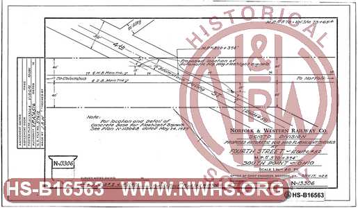 N&W Ry, Scioto Division, Proposed automatic wig wag flashlight signals at Fourth Street ~ Route #52, MP N570+394', South Point Ohio