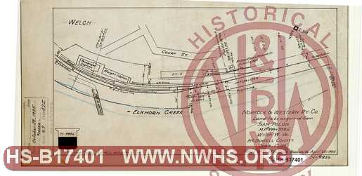 N&W Ry, Land to be acquired from Sam Polon, MP N399+378.6', Welch W.Va. McDowell County