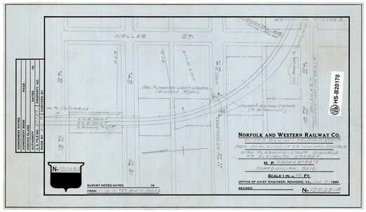 N&W Ry, Scioto Division - Kenova District, Pro. Replacement of Wig-Wag Signals with Flashing - Light Signals at Eleventh Street, MP N606+3725', Portsmouth, Ohio