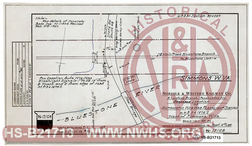 Location of automatic wig-wag signal at State Route #8 - M. P. B-3.3 - west of Simmons, WV