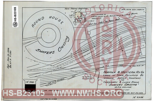N&W Ry, Lease of Space Occupied by Virginia Supply Company for Comissary and Lunch Room, "Shafers Crossing", MP N259+3150'