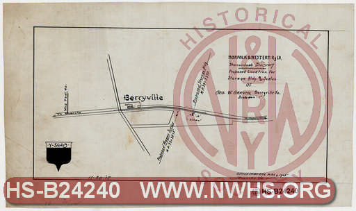 Proposed location for storage building and scales of Geo. W. Garvin - M. P. H-39.7 - Berryville, VA