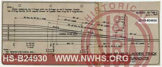 Plan of No. 7 Ladder Track using No. 8 Turnouts