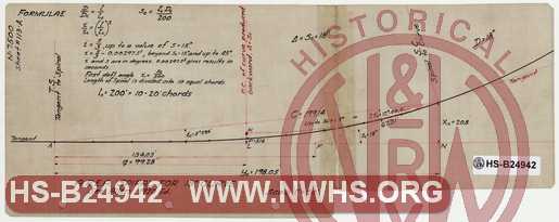 N&W Ry. A.R.E.A. Spiral for 18 degree curve, Formulae and Diagram