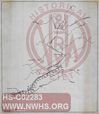 N&W Rwy, Radford Division - Potts Valley Branch, Situation Plan of Highways, MP 14-38.