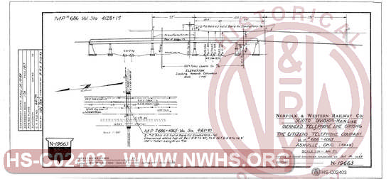 Overhead Telephone Line Crossing - The Citizens Telephone Co. at M.P. N-686.7 - near Asheville, OH