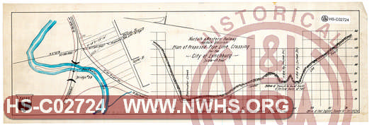 N&W Ry, Norfolk Divsion, Plan of proposed pipe line crossing for the City of Lynchburg