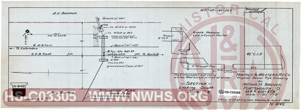 N&W Ry, Proposed Sewer Pipe Crossing for Arthur H. Bannon, Portsmouth, O., MP N610+3716'