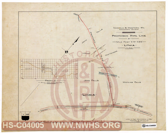 N&W R'y, Shenandoah Division, Proposed pipeline at Mile Post 219+289', Lithia