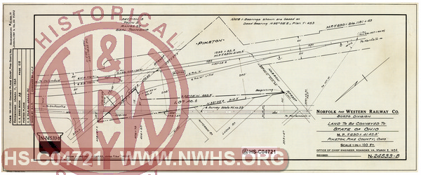 N&W Ry Scioto Division, Land to be Conveyed to State of Ohio, MP N630+4142.5', Piketon, OH